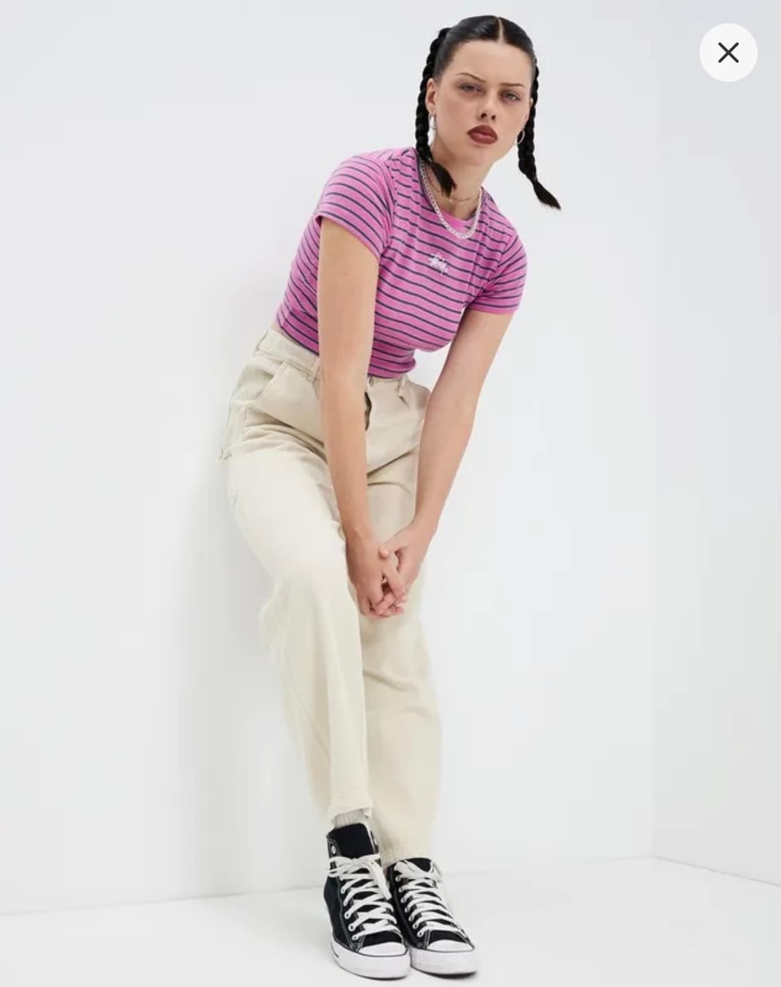 스투시 스트라이프 크롭 티셔츠 상품이미지2