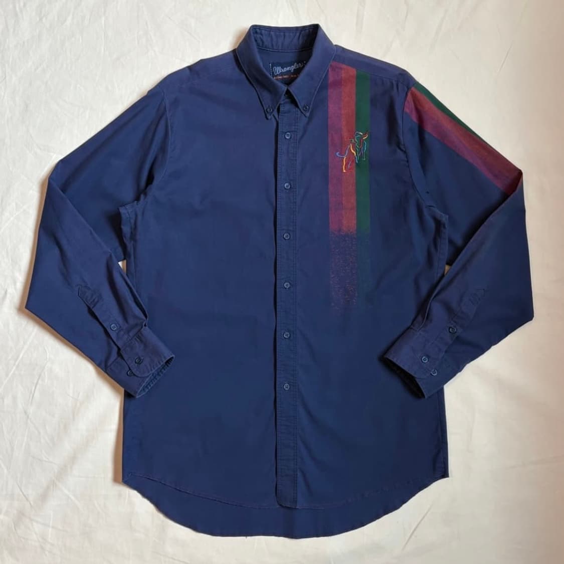 80s WRANGLER 나염 프린팅 황소 자수 셔츠 (100-102) 상품이미지1