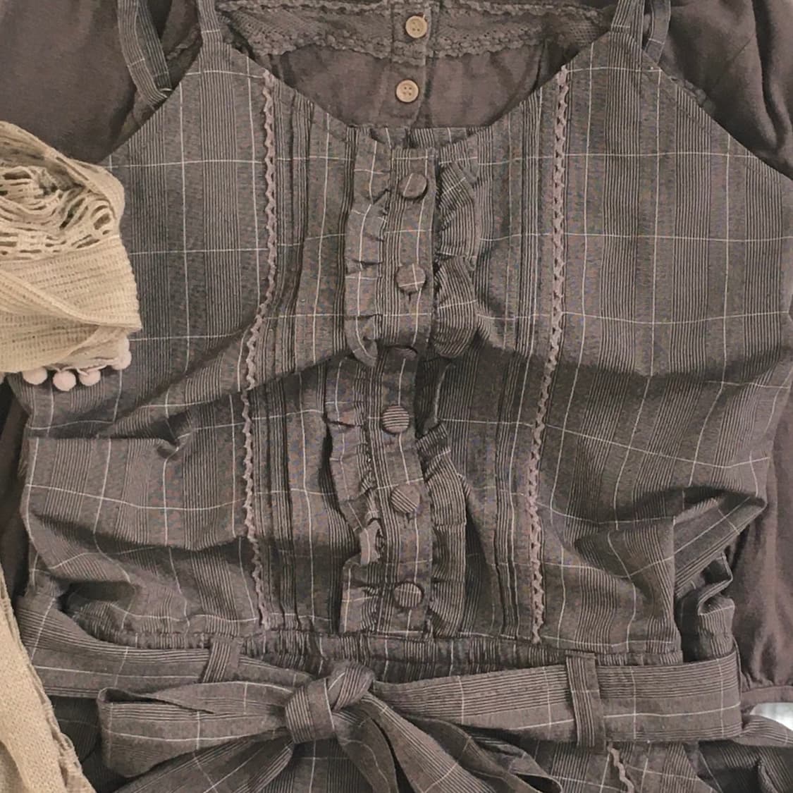 JPN/ 리본점프슈트 모리걸점프수트 라떼갸루 히메갸루 브라운점프슈트 상품이미지2