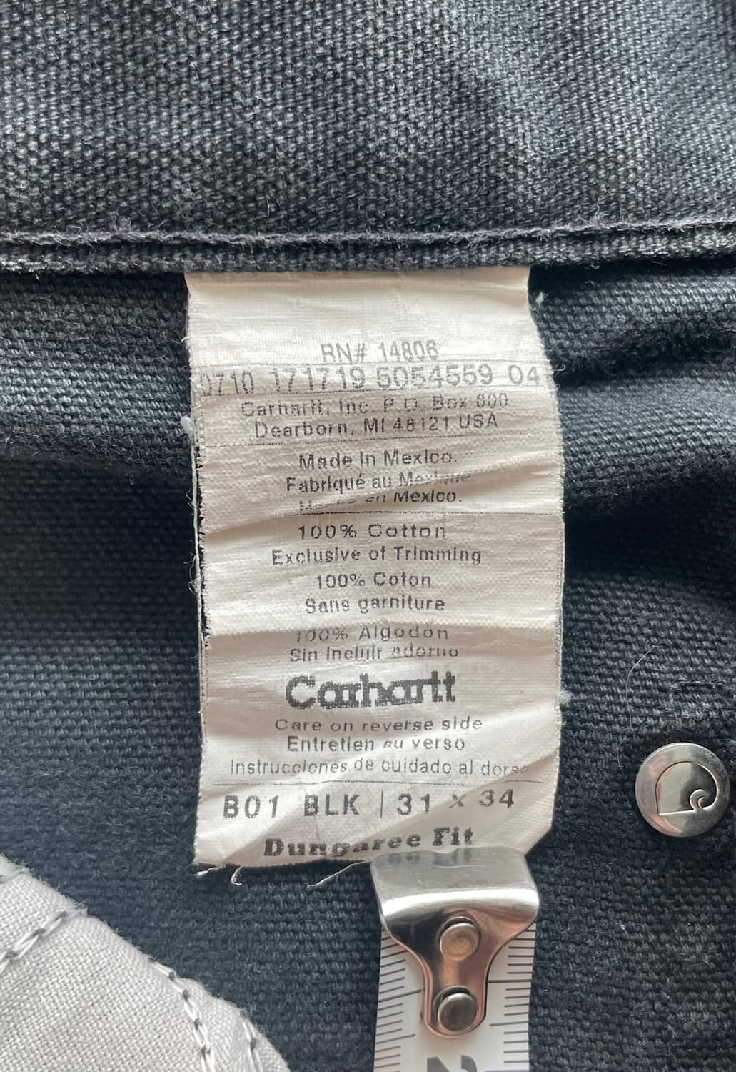 칼하트 더블니 블랙 B01 31x34 상품이미지4