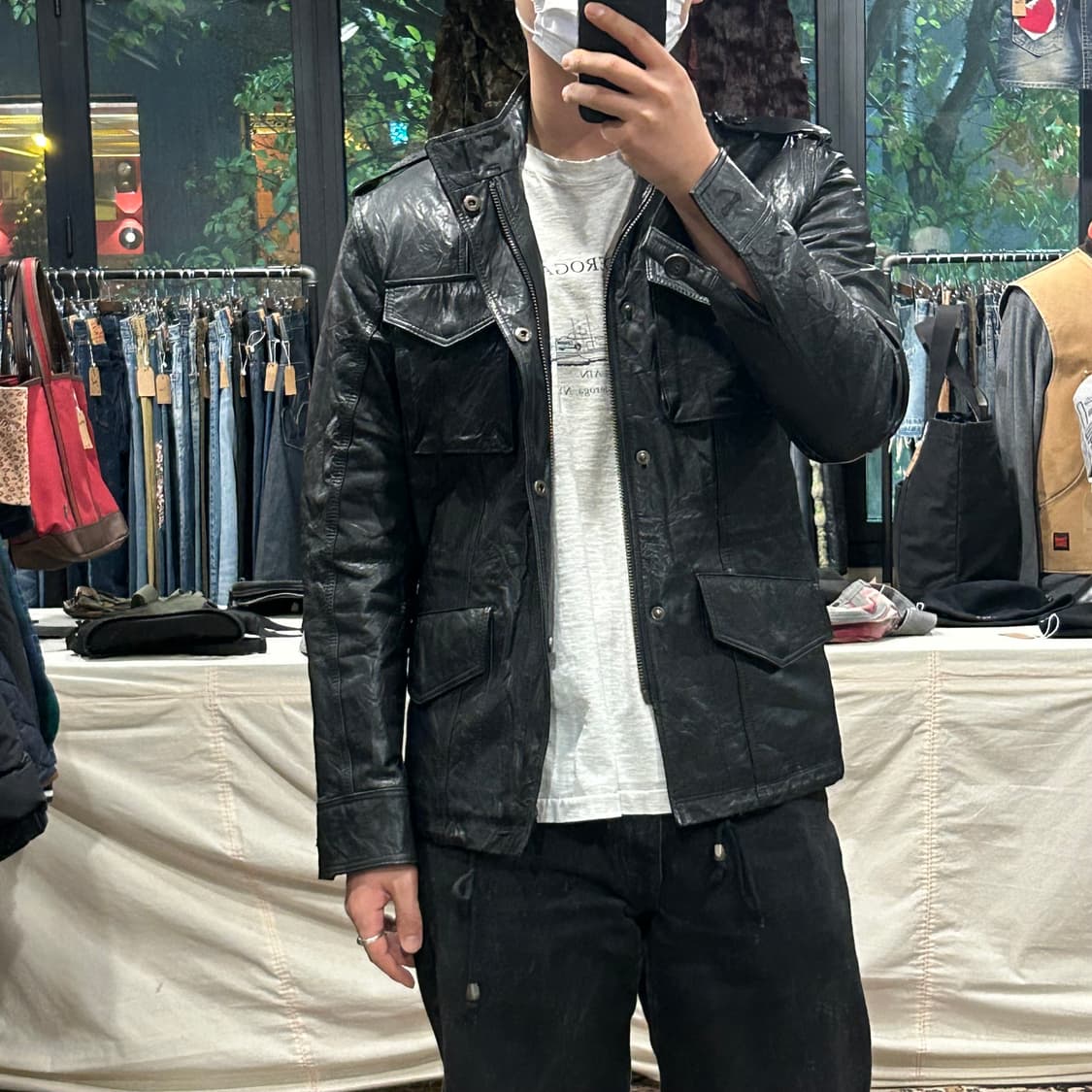 L) 양가죽 블랙 레더 필드 자켓 상품이미지9