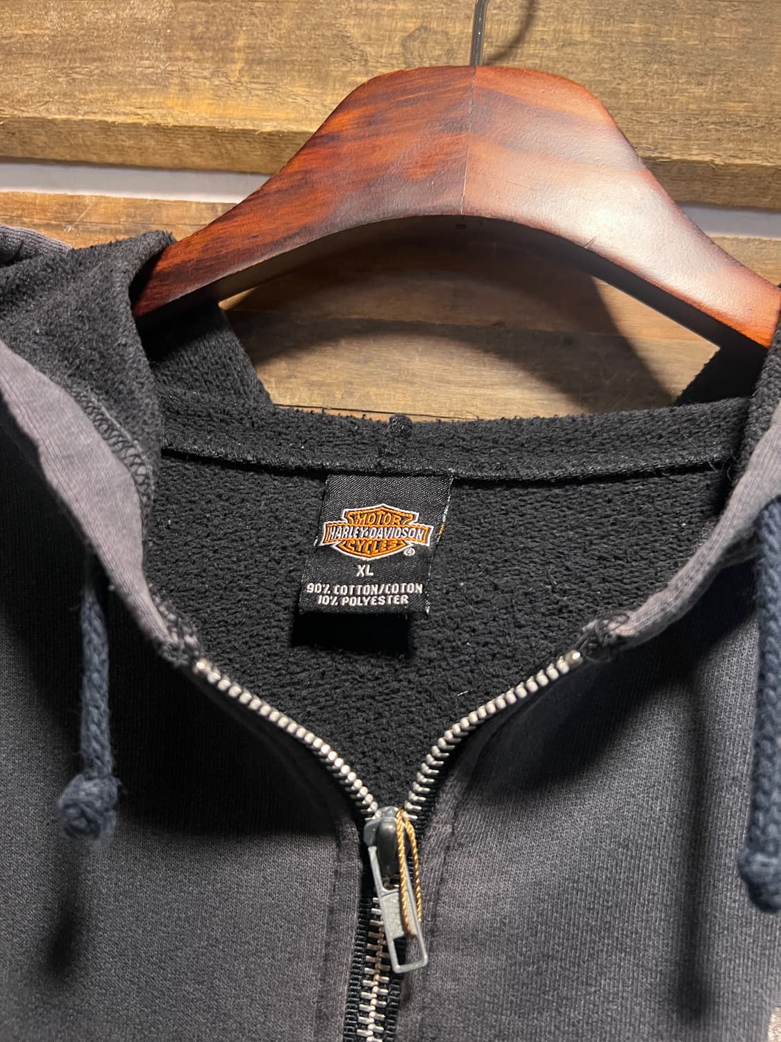 [XL]할리 데이비슨 USA Made 로고 프린팅 차콜 후드 집업 상품이미지2