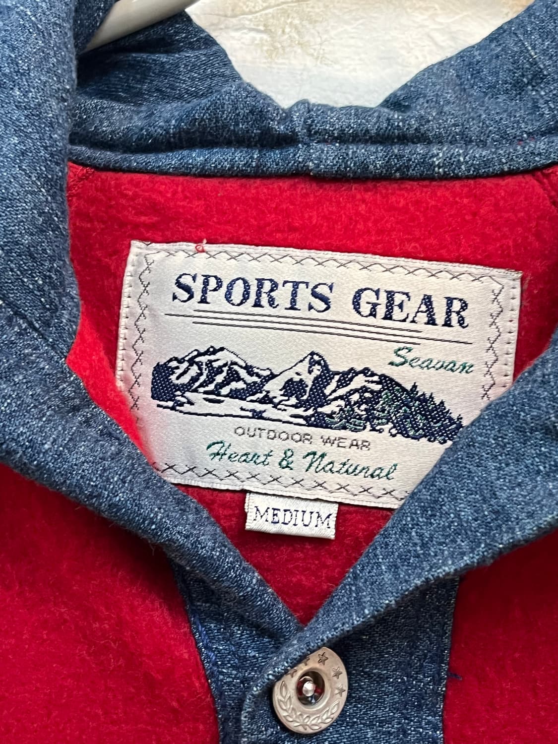 Sports Gear 데님 패치워크 후리스 후드 아노락 M 상품이미지2