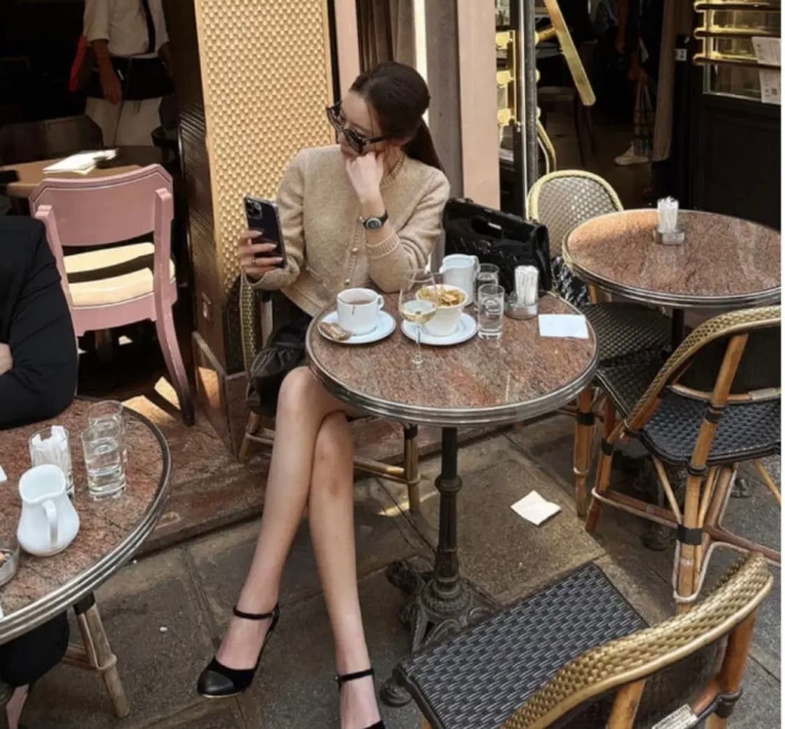 더로랑 펄시퀸 니트 가디건 베이지 m사이즈 상품이미지1