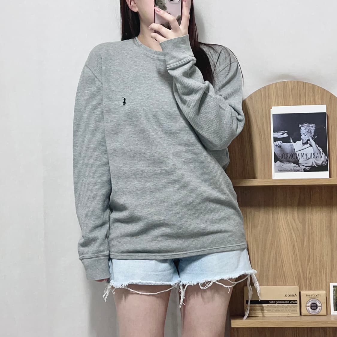[정품] 폴로 그레이 / 블랙포니 와플티 [ L ] 상품이미지2