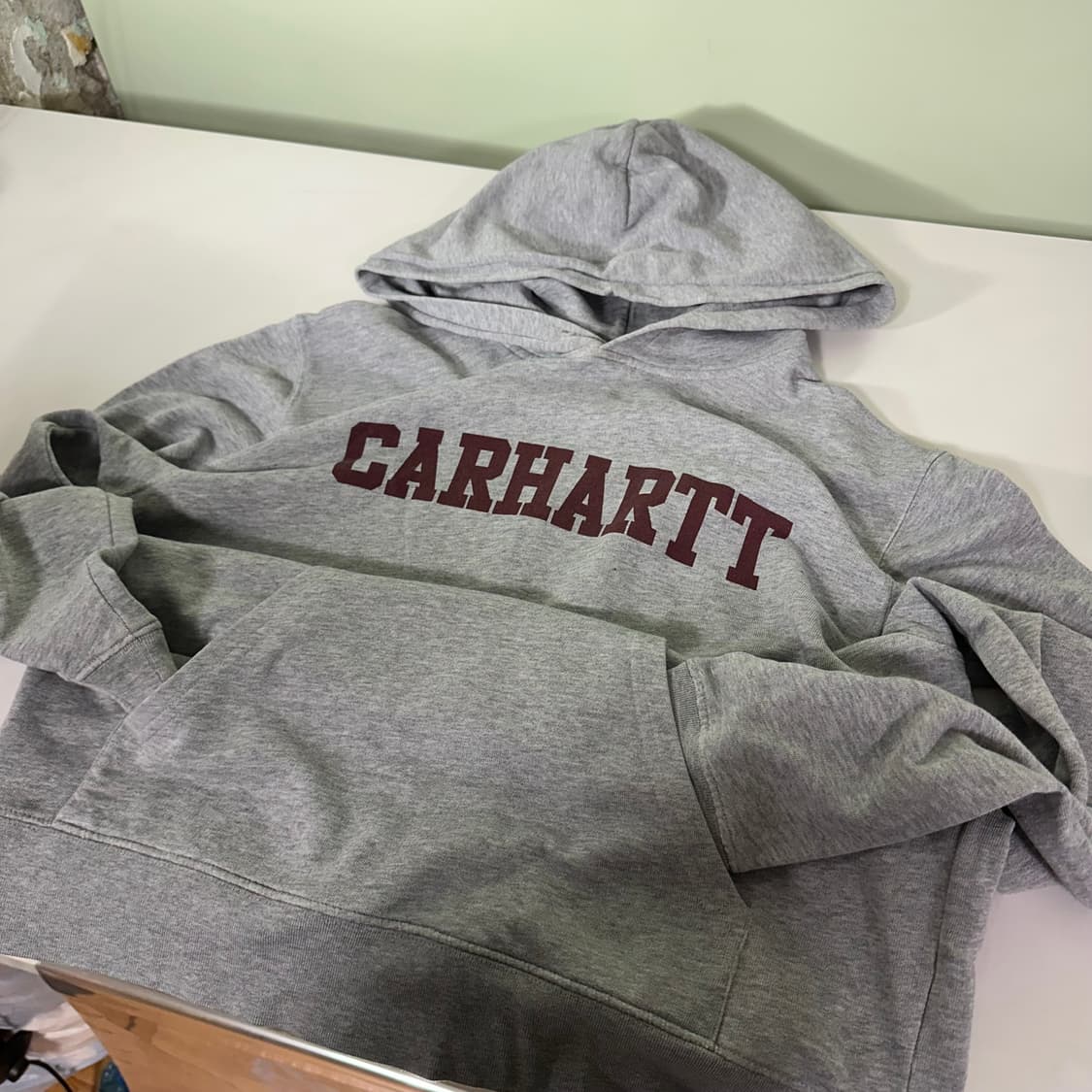 M 100 칼하트 그레이 빅로고 오버핏 코튼 후드티 상품이미지2