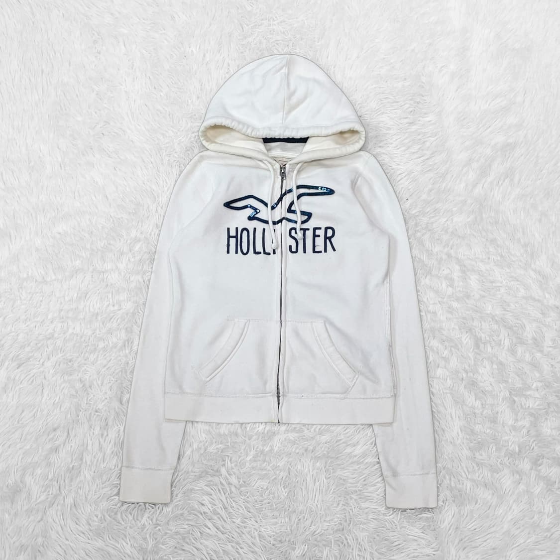홀리스터 스펠 로고 후드집업 화이트 상품이미지2