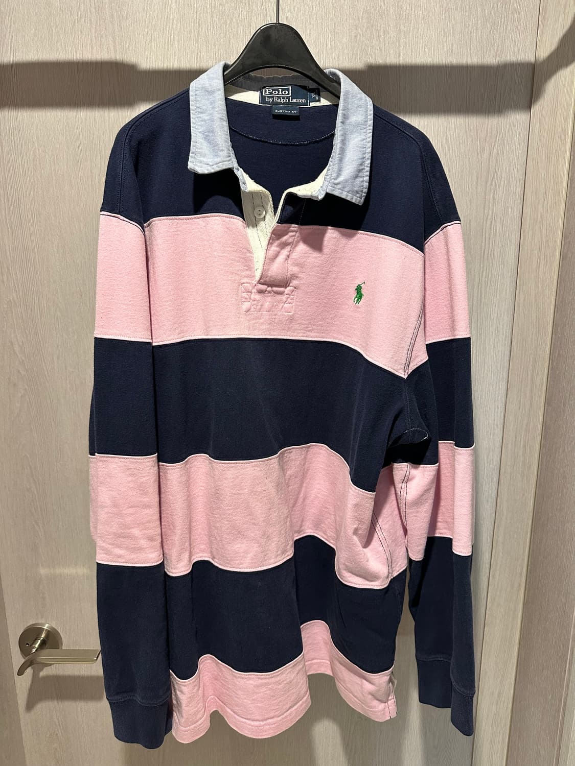 폴로 랄프로렌 럭비 핑크 스트라이프 긴팔티 xl 상품이미지1