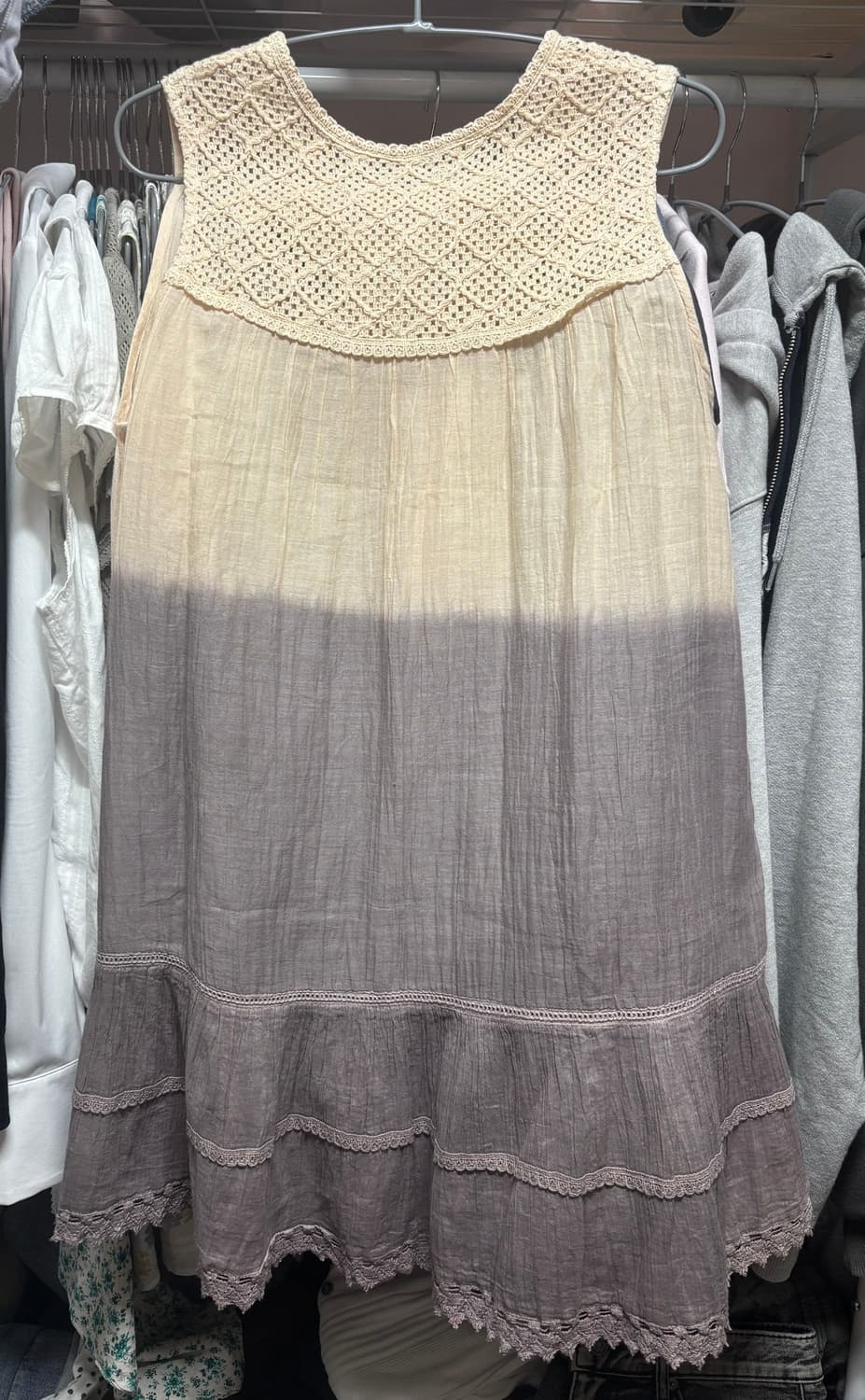 모리노가토 라방 일본 빈티지 크로셰 그라데이션 모리걸 베이지 나시 원피스 상품이미지3