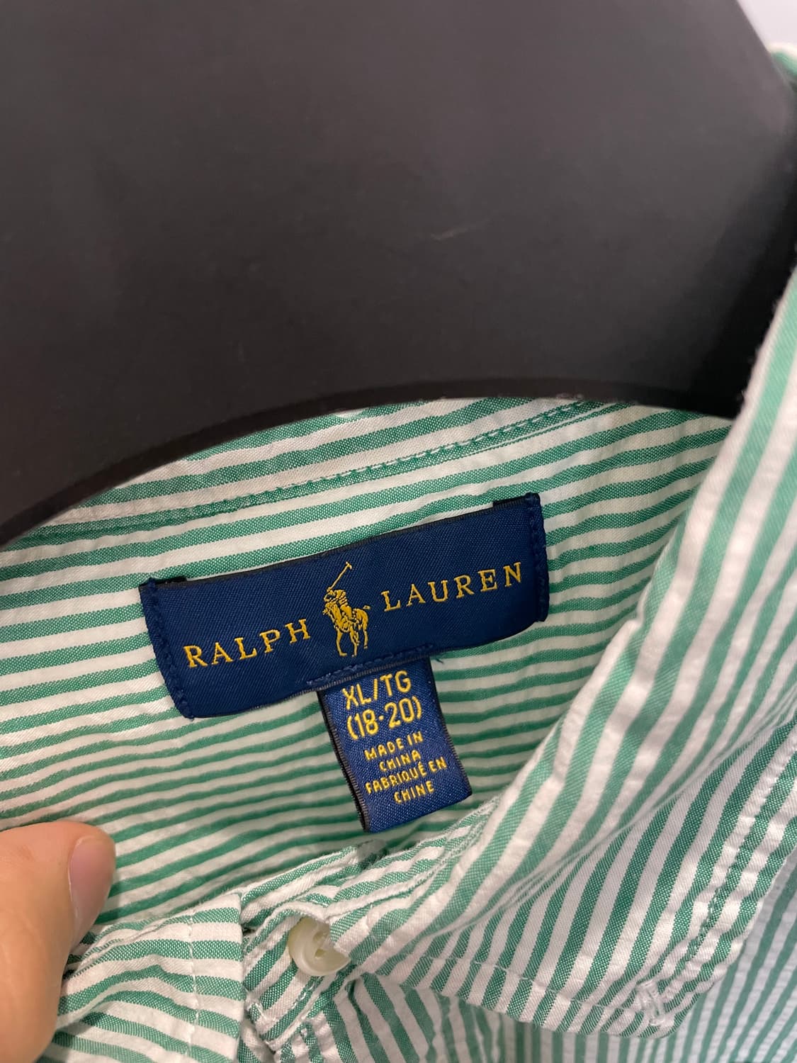폴로 랄프로렌 그린 스트라이프 핑크 포니 반팔 셔츠 상품이미지4
