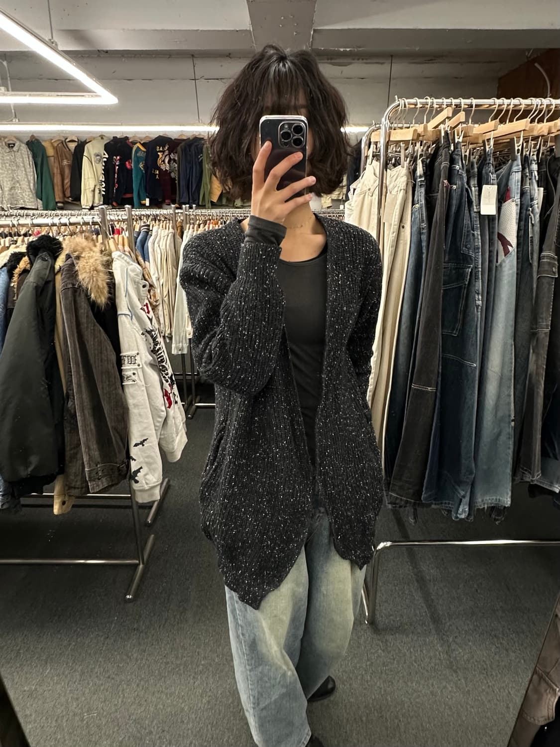 OS)MOUSSY 빈티지 여성 보카시 니트 롱 가디건 상품이미지1