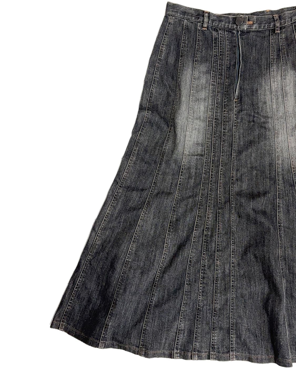 빈티지 샌드 워시 그레이 데님 롱 스커트 상품이미지4