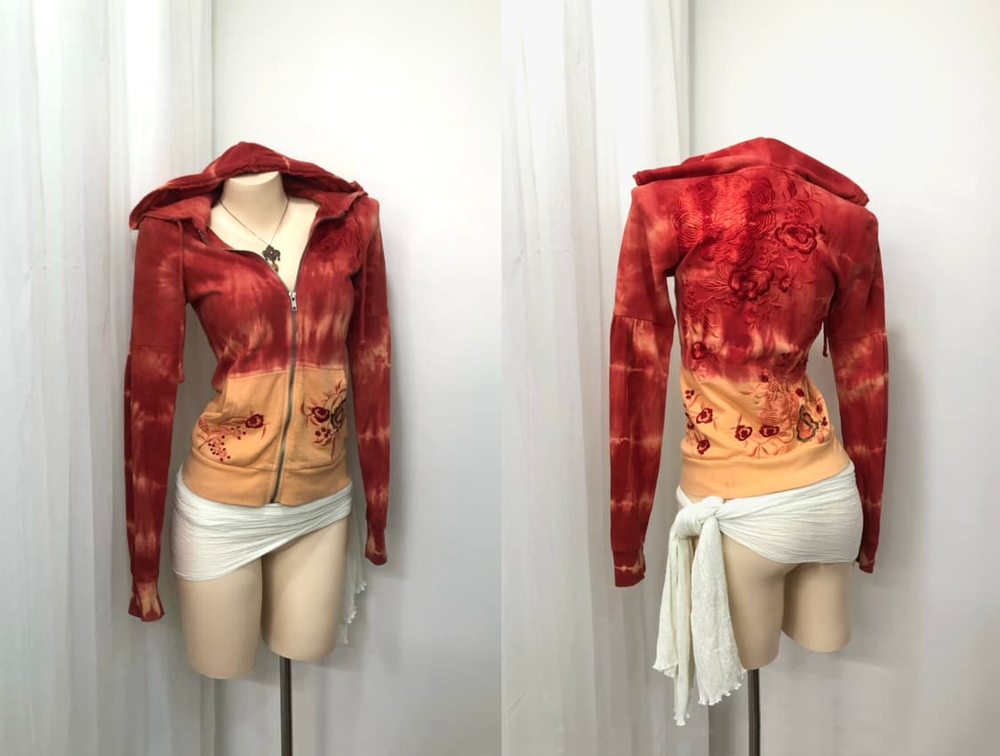 oriental red floral embroidery 후드집업 상품이미지1