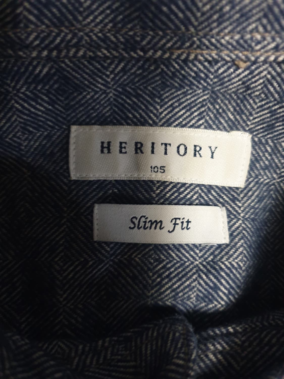 헤리토리 슬림핏 헤링본 클래식 코튼 긴팔셔츠 (XL) 상품이미지3