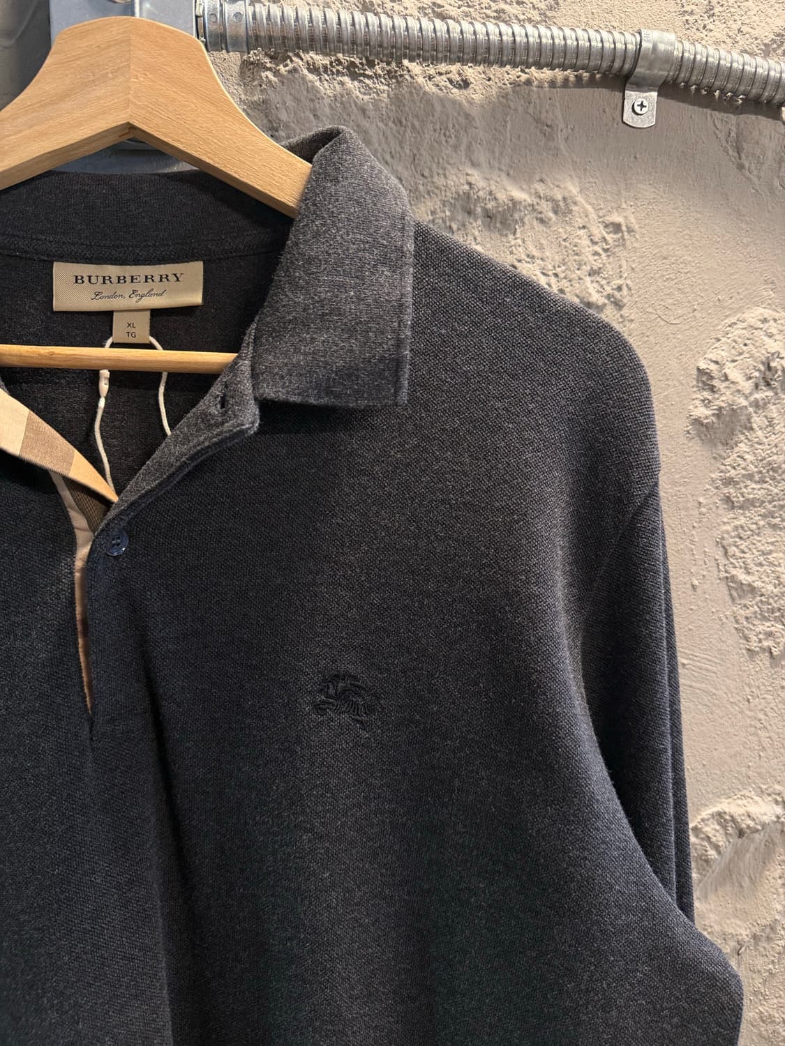 XL 버버리 BURBERRY 런던 노바체크 카라 PK 티셔츠 차콜 상품이미지3