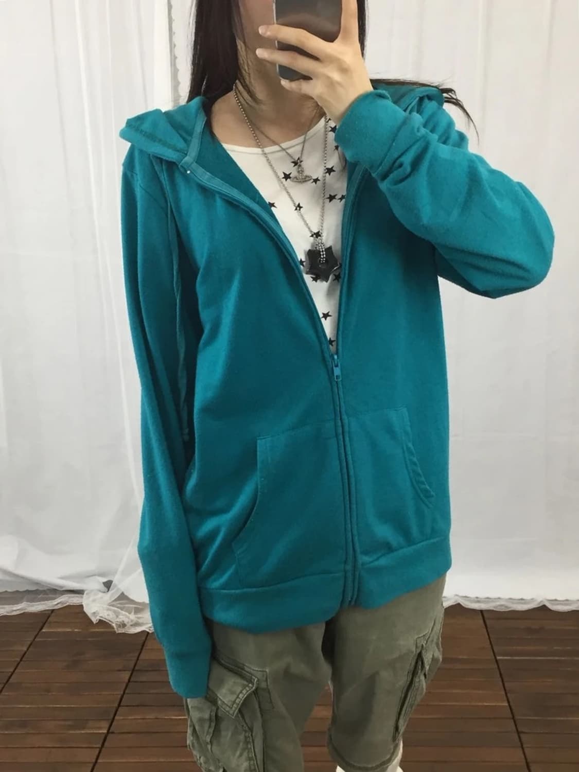 Browny Turquoise Zip Hoodie 상품이미지3