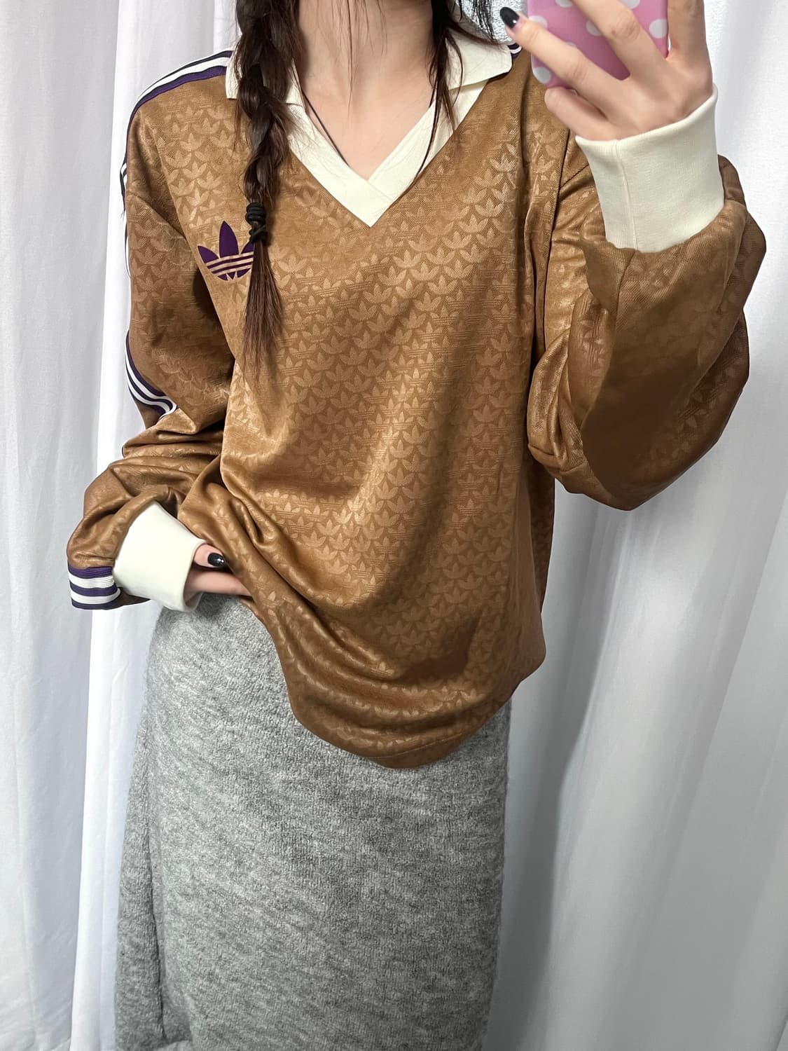 Adidas 아디다스 아디컬러 헤리티지 나우빈티지 카라 롱슬리브 데저트브 상품이미지8