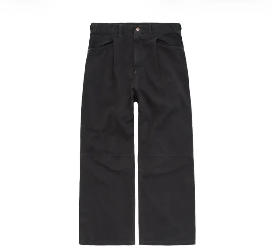 폴리테루 1011 고시마 데님 팬츠 리벳 플라워 워시드 블랙 상품이미지2