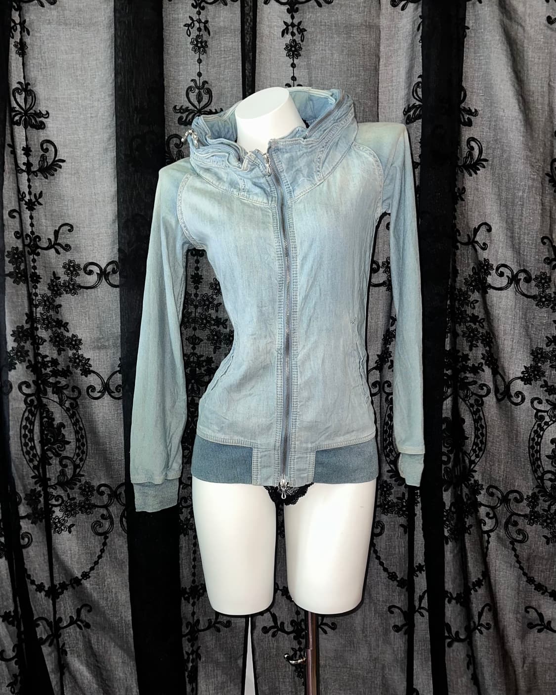 Denim Two-Way Hooded Zip-Up 상품이미지1