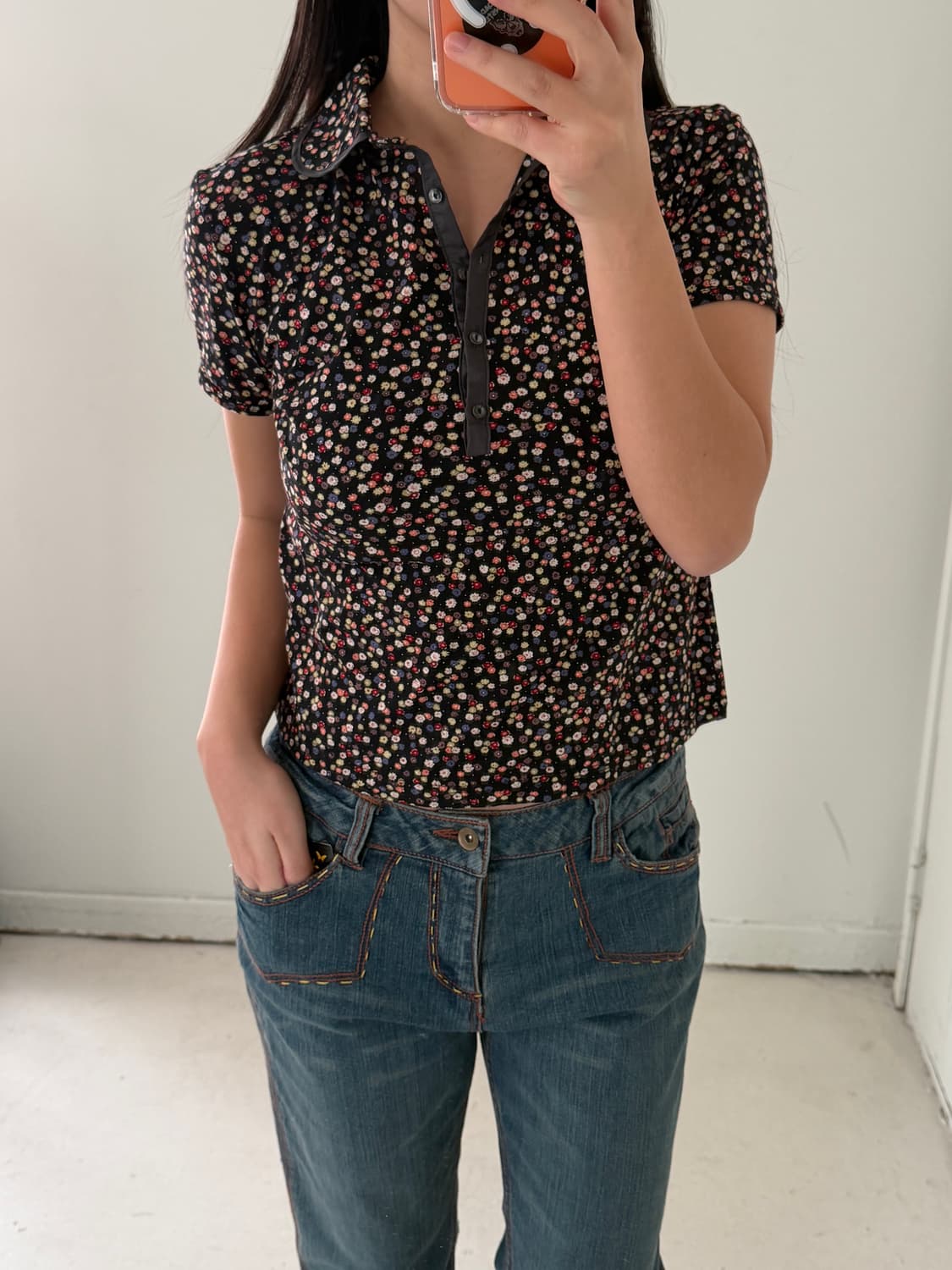 일본빈티지 잔꽃 플로럴 숏반팔 상품이미지1