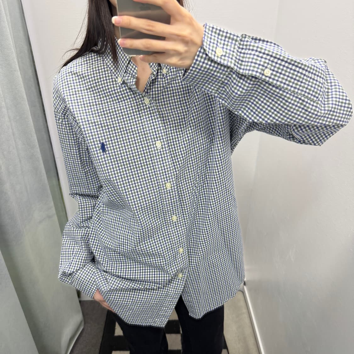 폴로 체크 셔츠 그린 상품이미지1