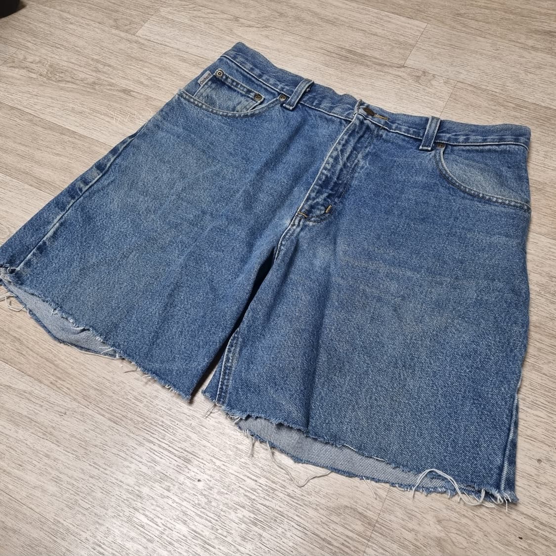칼하트 가죽패치 중청 데님 쇼츠 32 상품이미지2