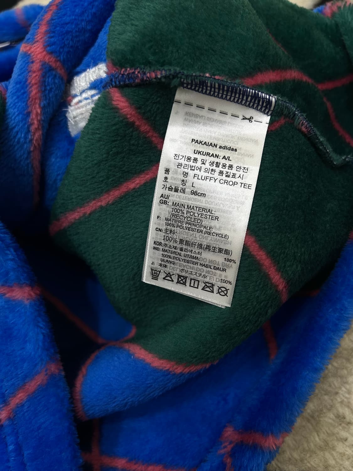 [L]아디다스 아가일 체크 크롭 플리스 반팔 상품이미지5