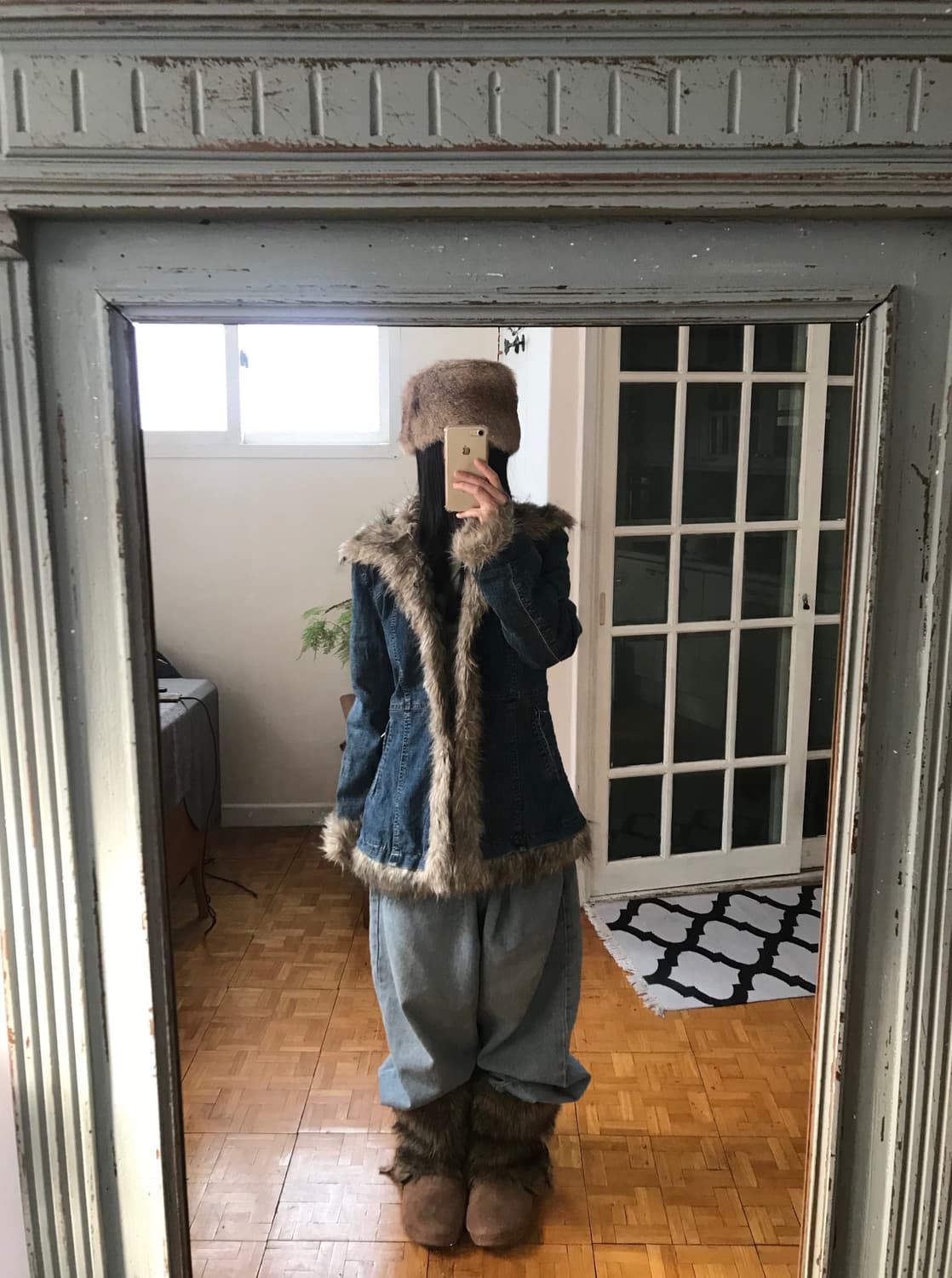 vintage denim fur coat 상품이미지2