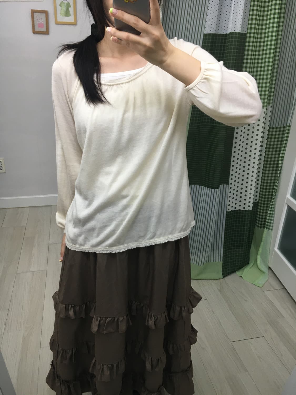 아이보리 레이스 니트 티셔츠 상품이미지4