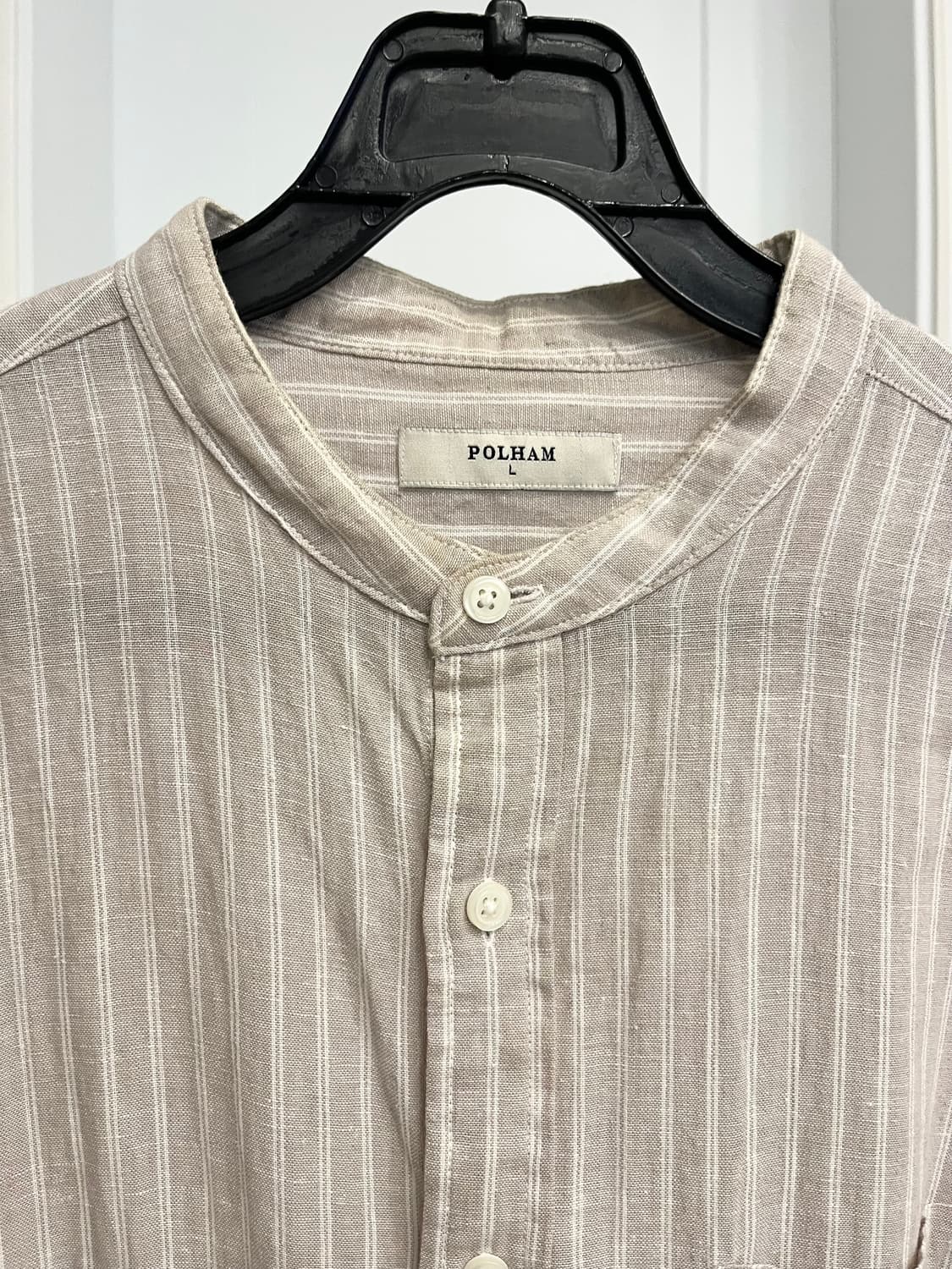 폴햄 헨리넥 베이지 린넨 셔츠 상품이미지2