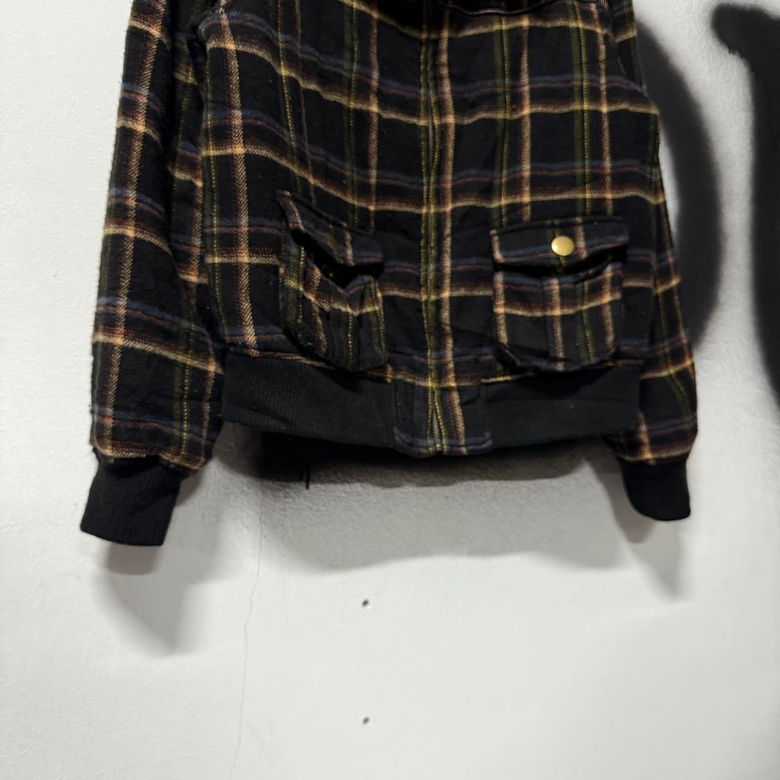 VTG 빈티지 넥 카라 퍼 디테일 체크 패턴 크롭 숏자켓 상품이미지4