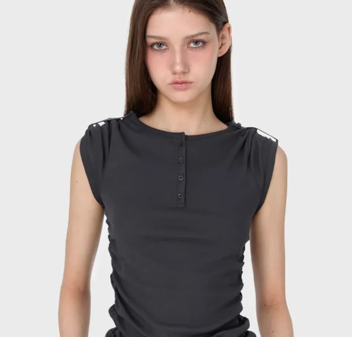 Sunburn project  Henley Neck Shirring T 상품이미지1