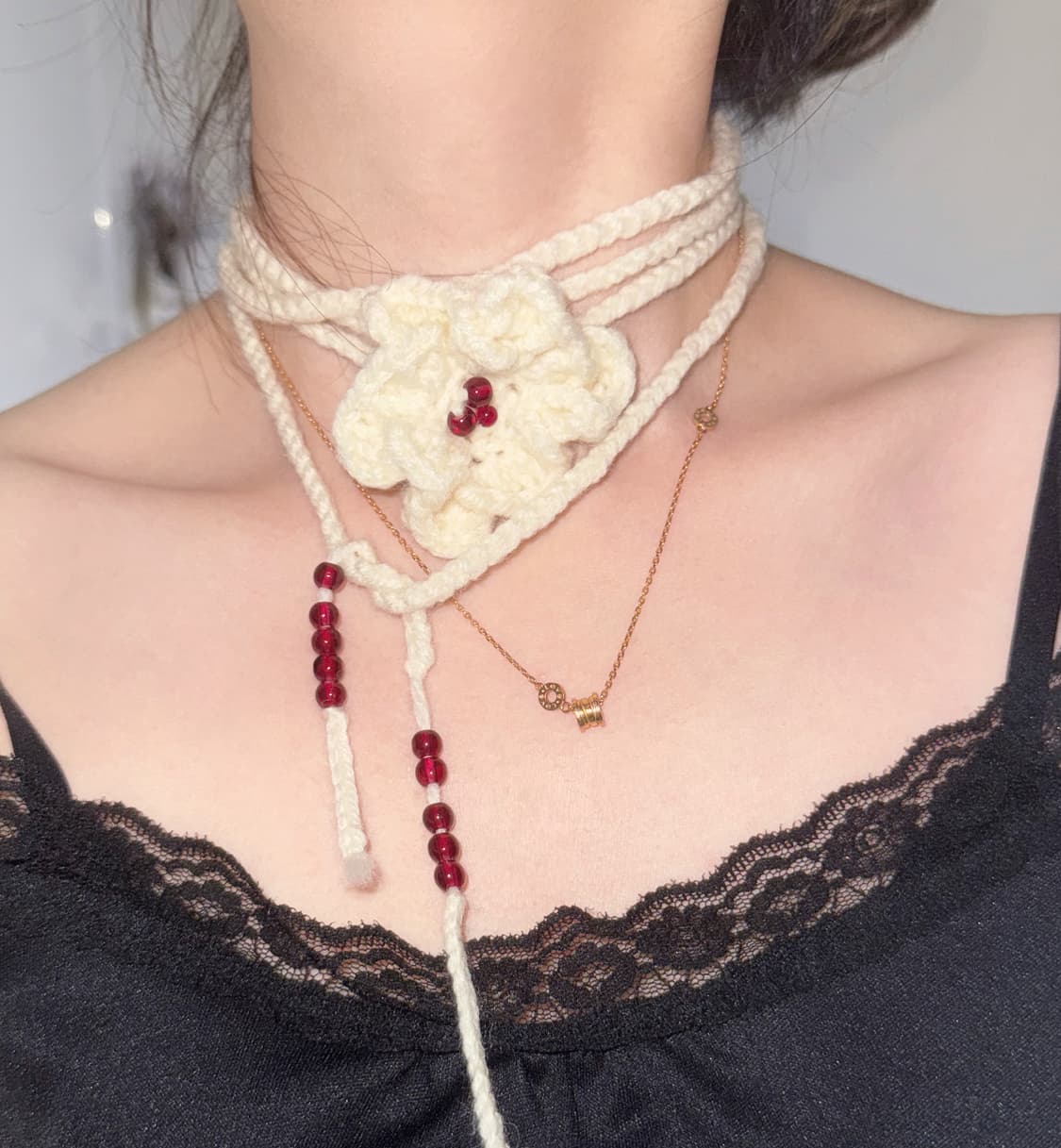 뜨개 꽃 목걸이 상품이미지2