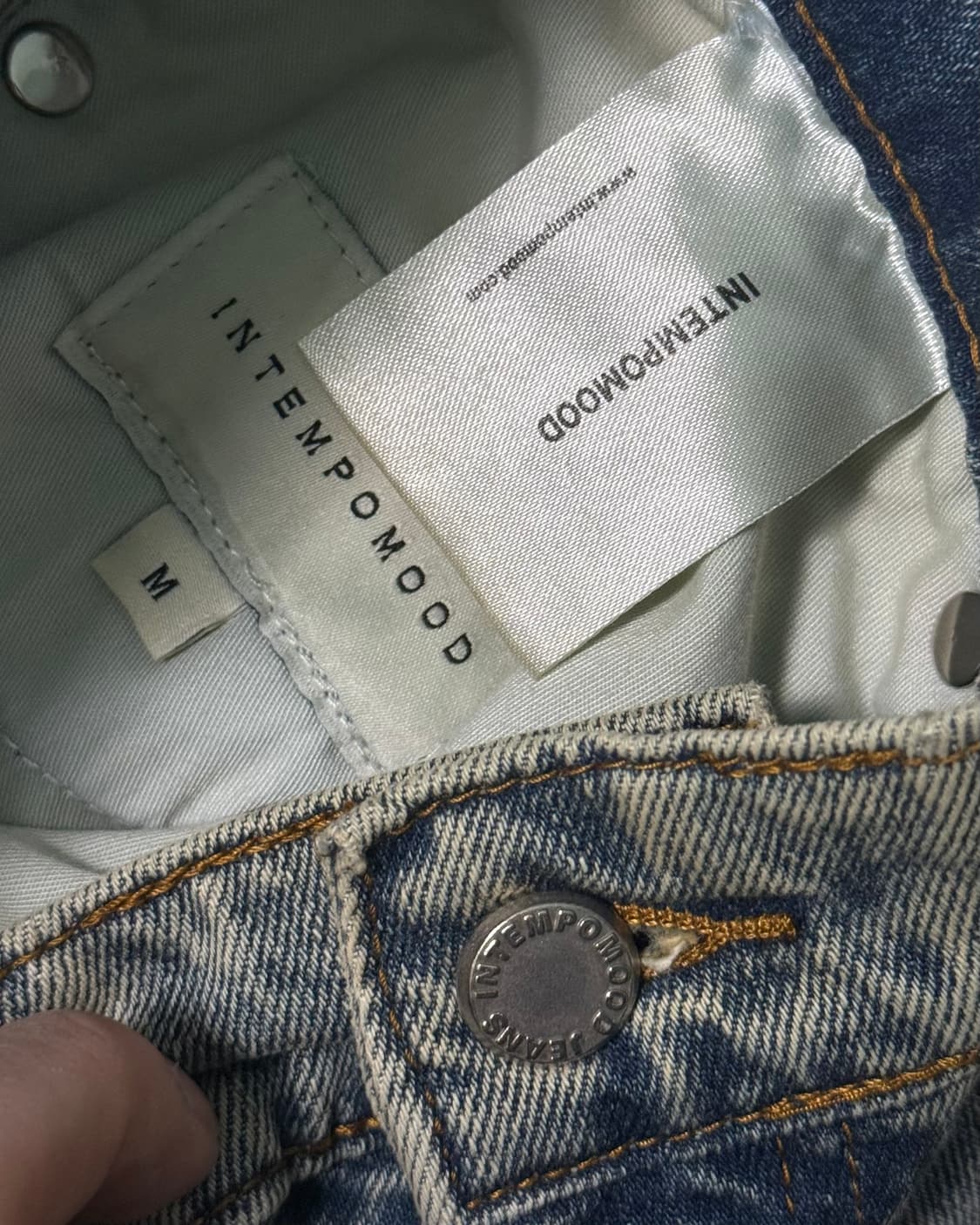 인템포무드 트리플컷 데님 샌드 워싱 워크 팬츠 30 31 커브드 와이드 상품이미지6