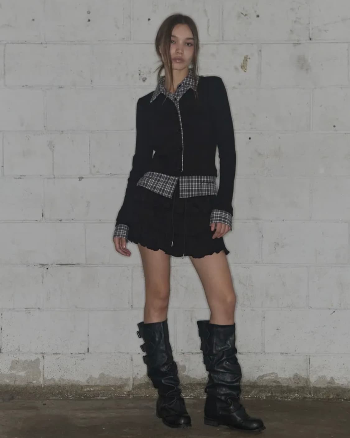 팬시클럽 체크 셔츠 레이어드 가디건 상품이미지2