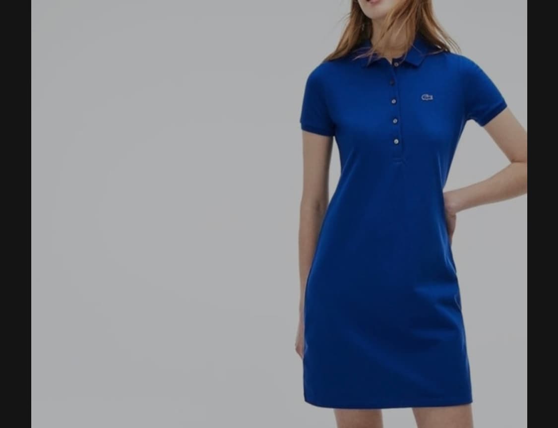 [라코스테] 여성 슬림핏 반팔 피케 원피스 (블루) 상품이미지1