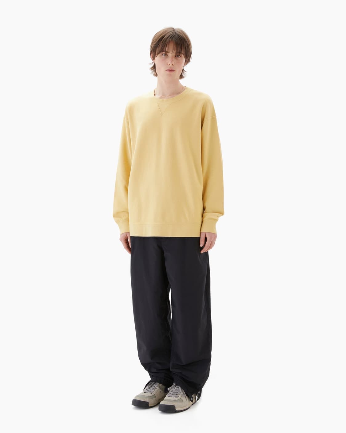 카키스 Dyed Stock Crewneck Pale Yellow L 상품이미지5