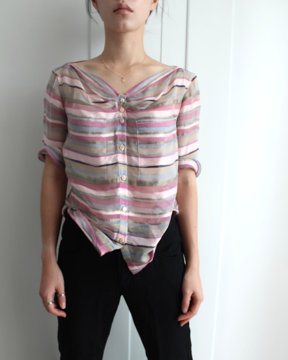 Armani Collezioni stripe linen blouse 상품이미지7