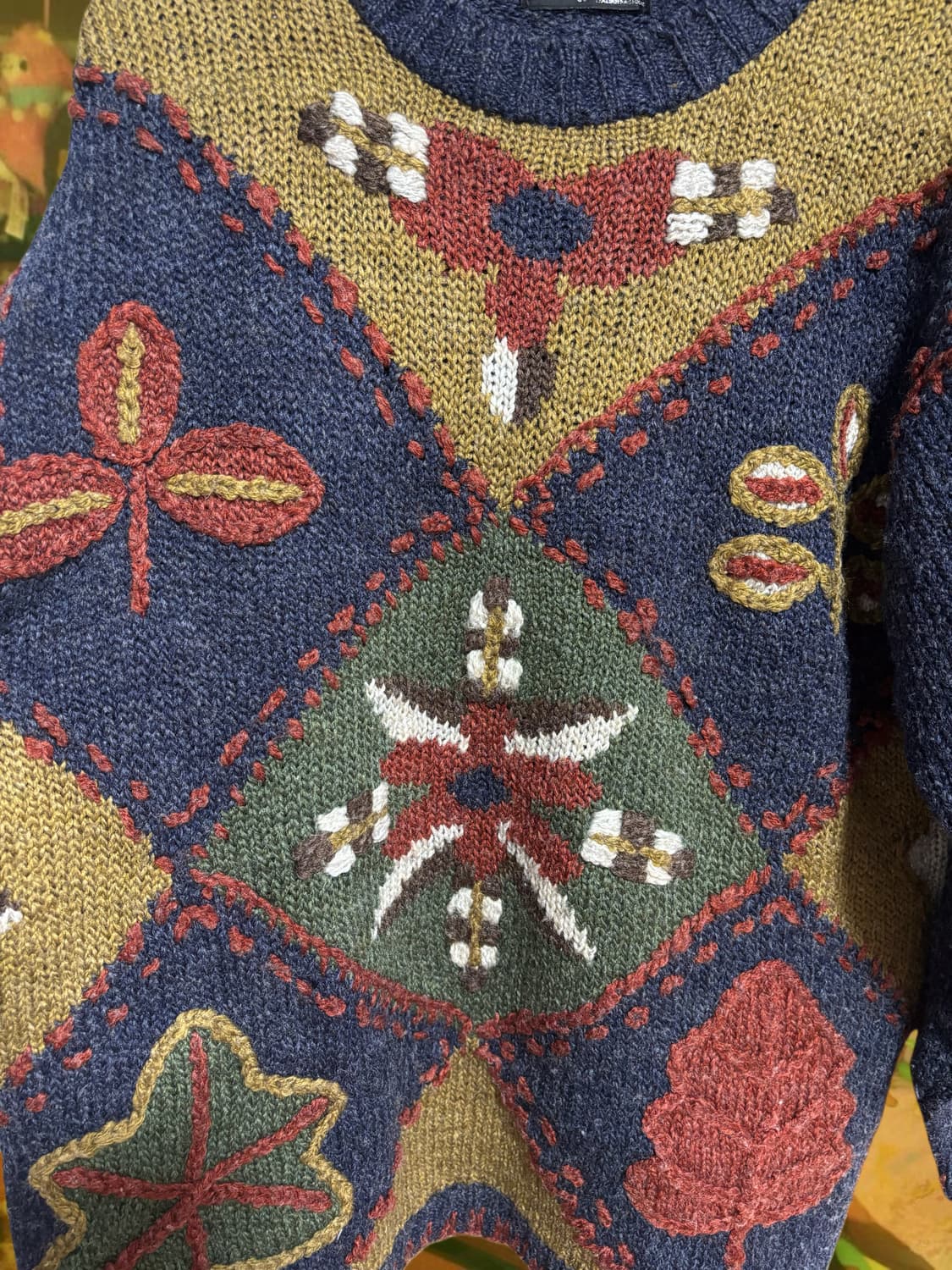 빈티지 오버핏 패치워크 니트 상품이미지2