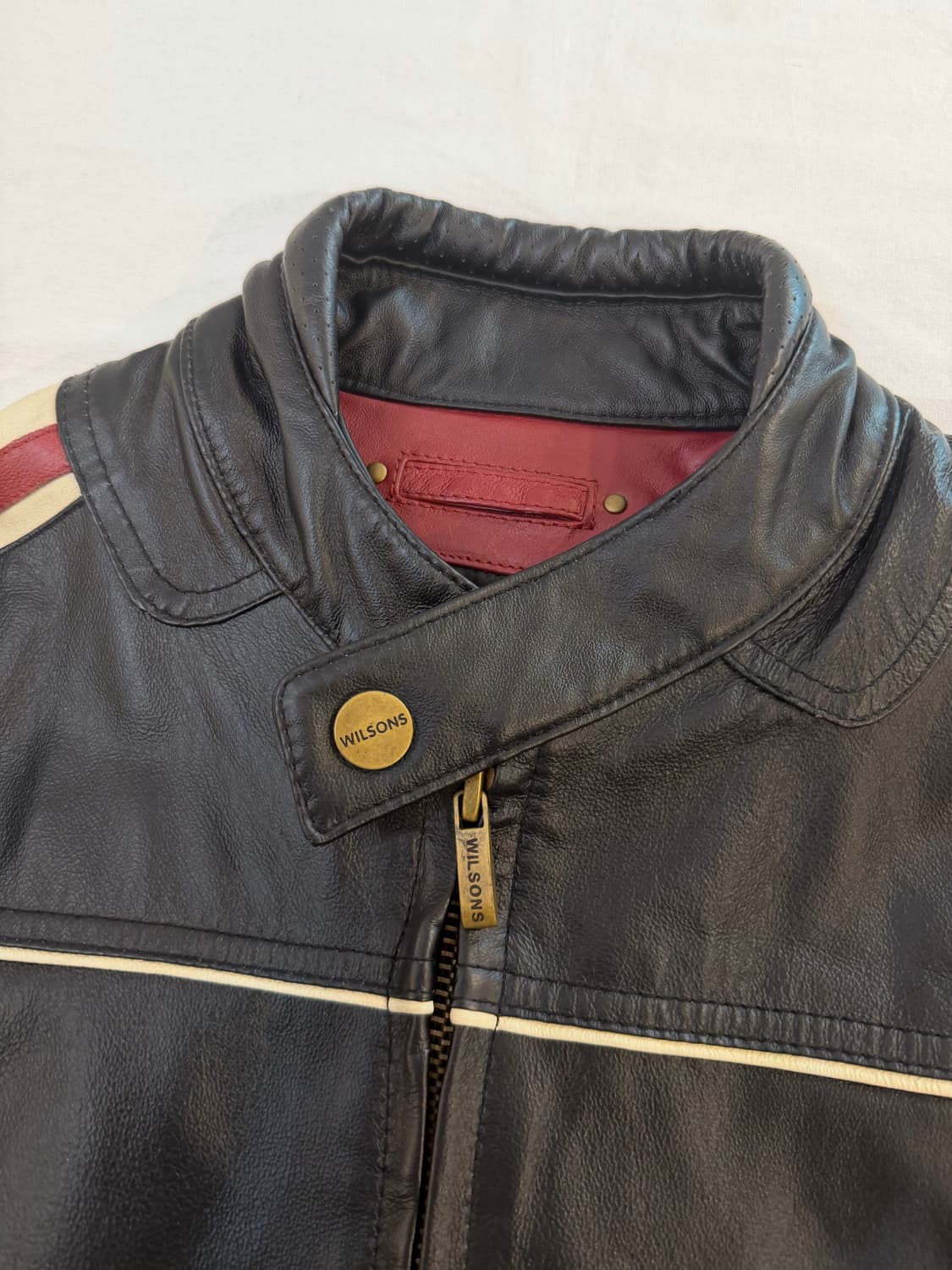 윌슨 레더 레이싱 소가죽 스트라이프 라이더 자켓 상품이미지4