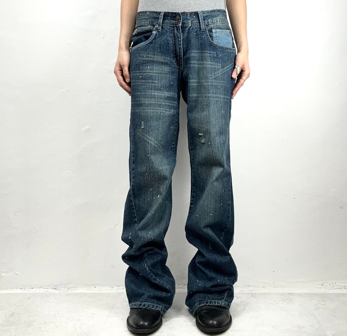 Paint Splatter Flare Denim Jeans 상품이미지1