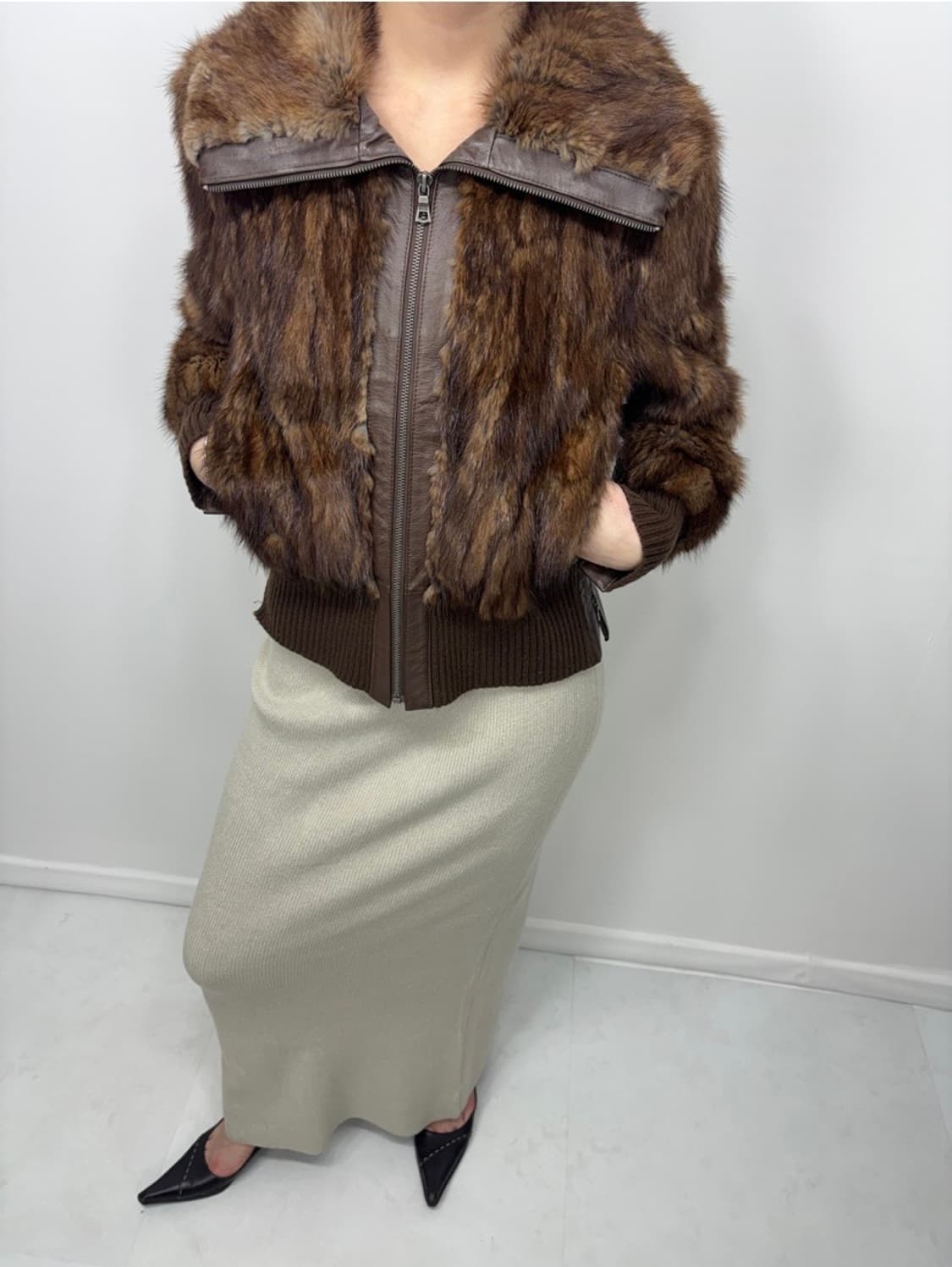 브라운 퍼&가죽자켓 상품이미지6