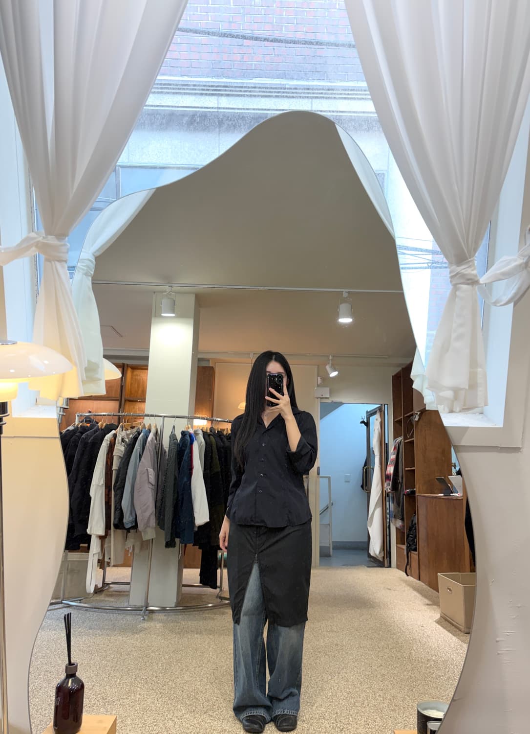 프라다 프론트 슬릿 스커트 상품이미지2