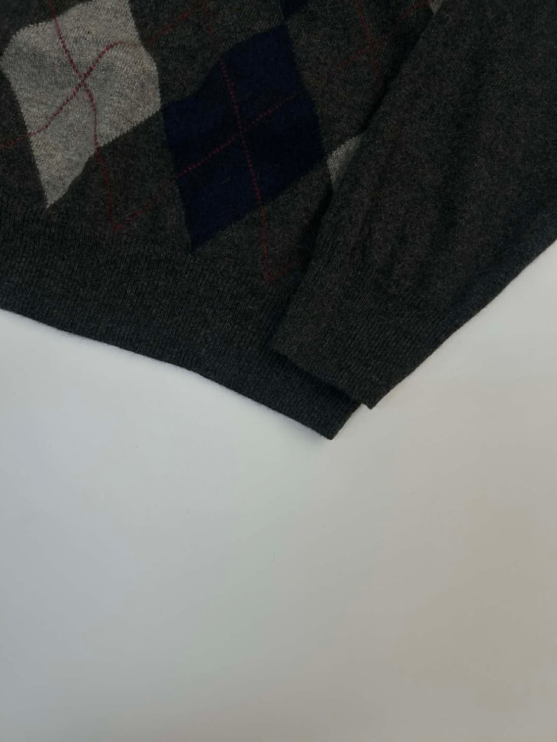 Japanesevintage 캐시미어100%  아가일 브이넥 니트 상품이미지8