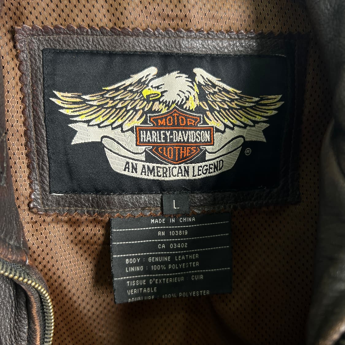 할리데이비슨 브라운 라이더 가죽 자켓 L 상품이미지3
