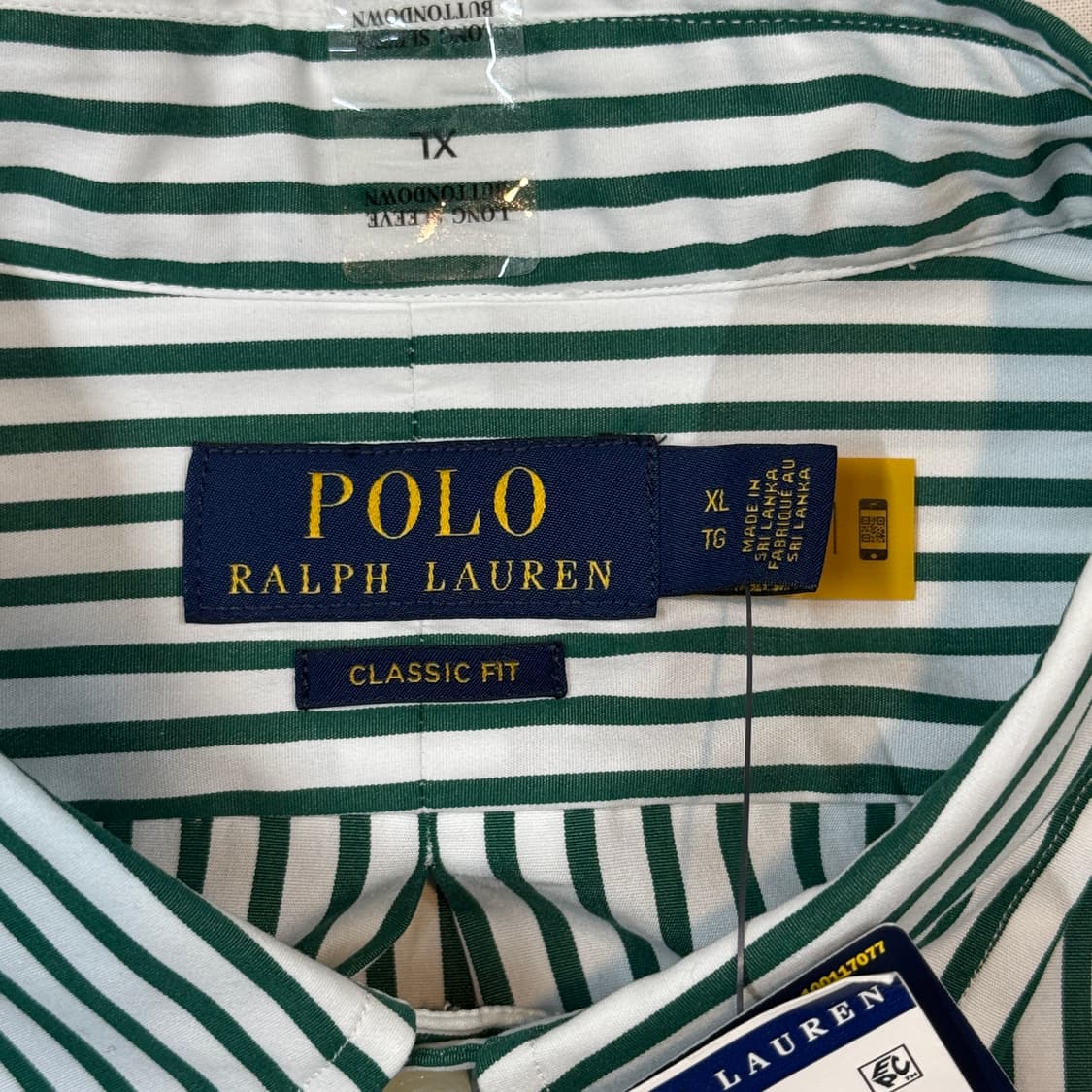 XL) 폴로 랄프로렌 그린 스트라이프 셔츠 신형 미사용품 상품이미지7