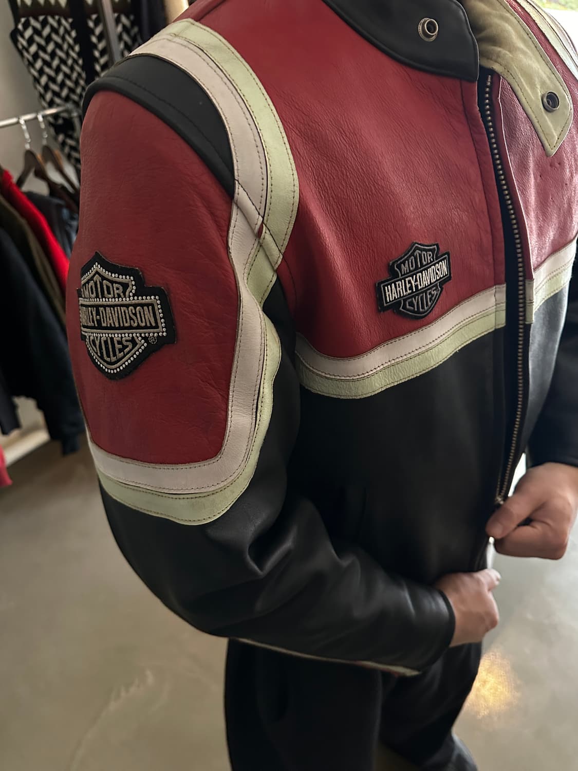 할리데이비슨 빈티지 레더 레이싱 자켓 상품이미지7