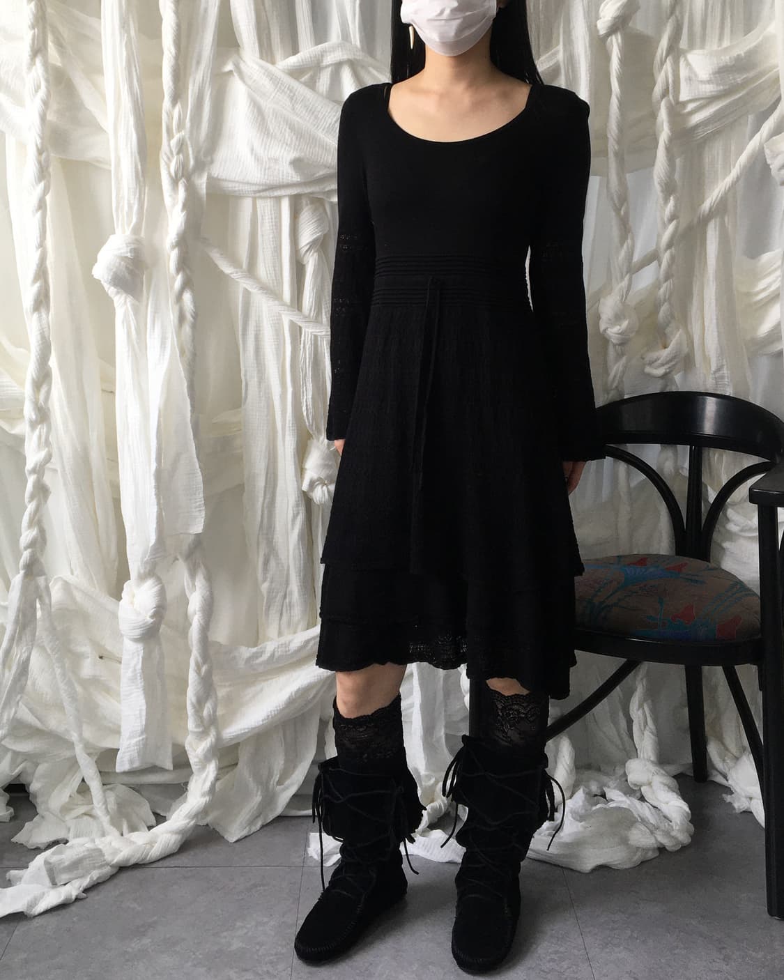 Punching patterns knit onepiece 상품이미지1