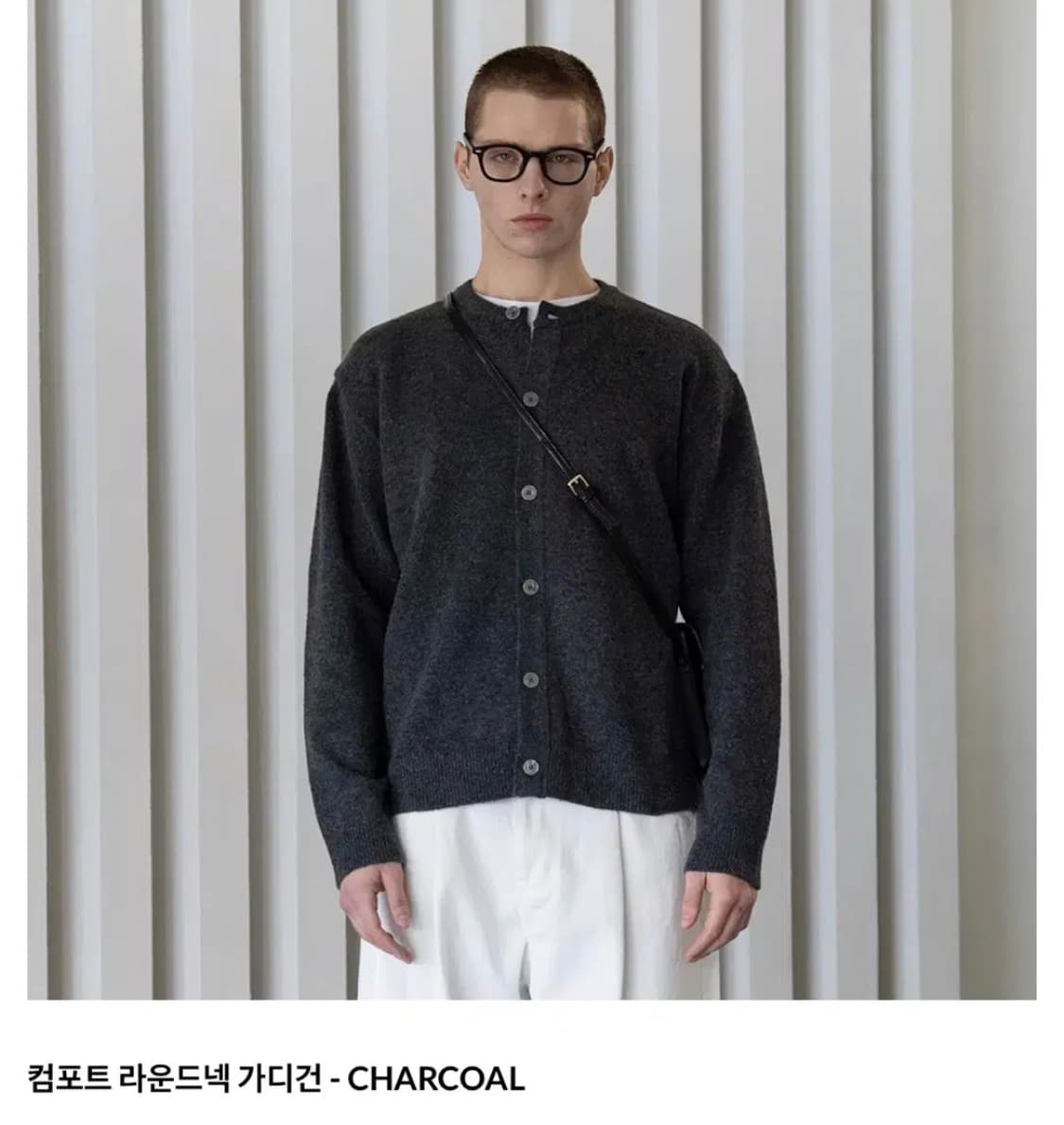 2Size) 데꼬로소 컴포트 라운드넥 가디건 [차콜] 상품이미지1