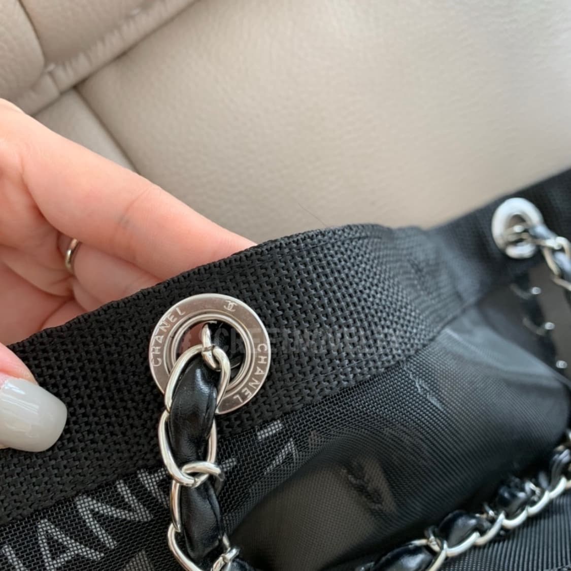 샤넬뷰티 메쉬 비치백 실버체인 에코백&파우치 세트 상품이미지8